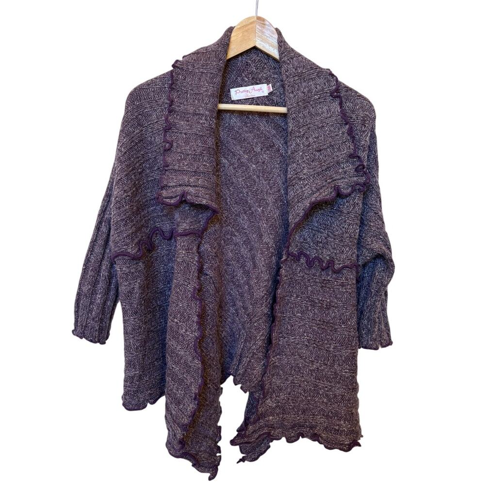 Pretty Angel Whimsigoth Cardi Fuzzy Loose Knit Patchwork has FLAW size M